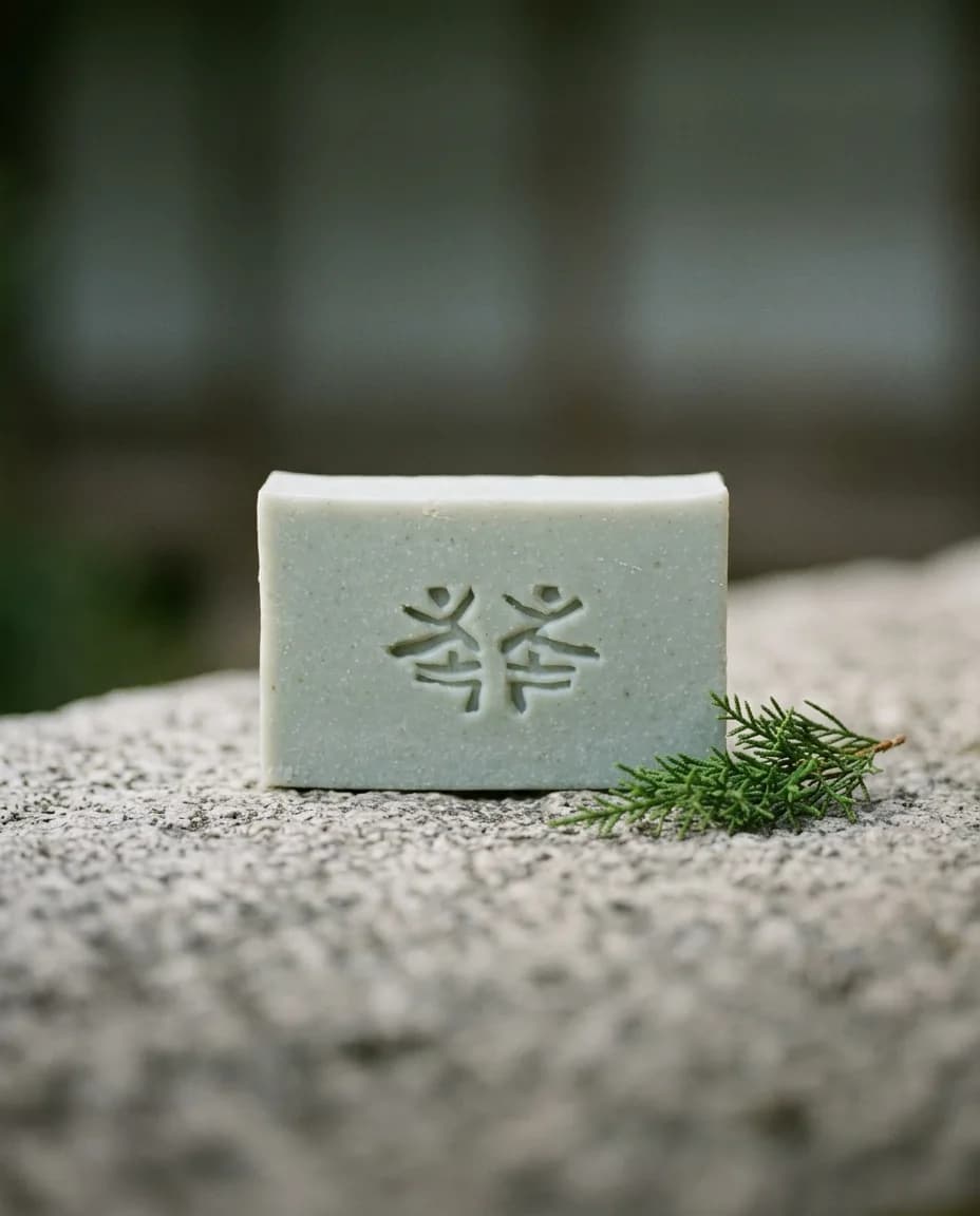 돌 위에 놓인 숙성비누 촉촉