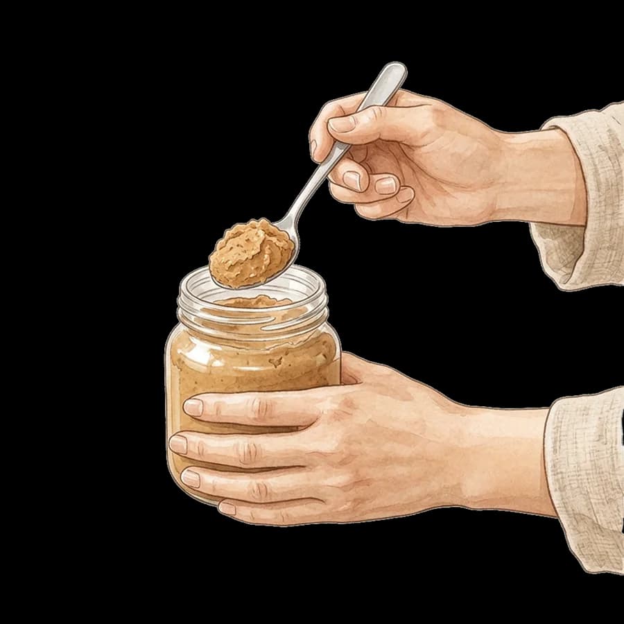 숟가락으로 된장을 더는 손 그림