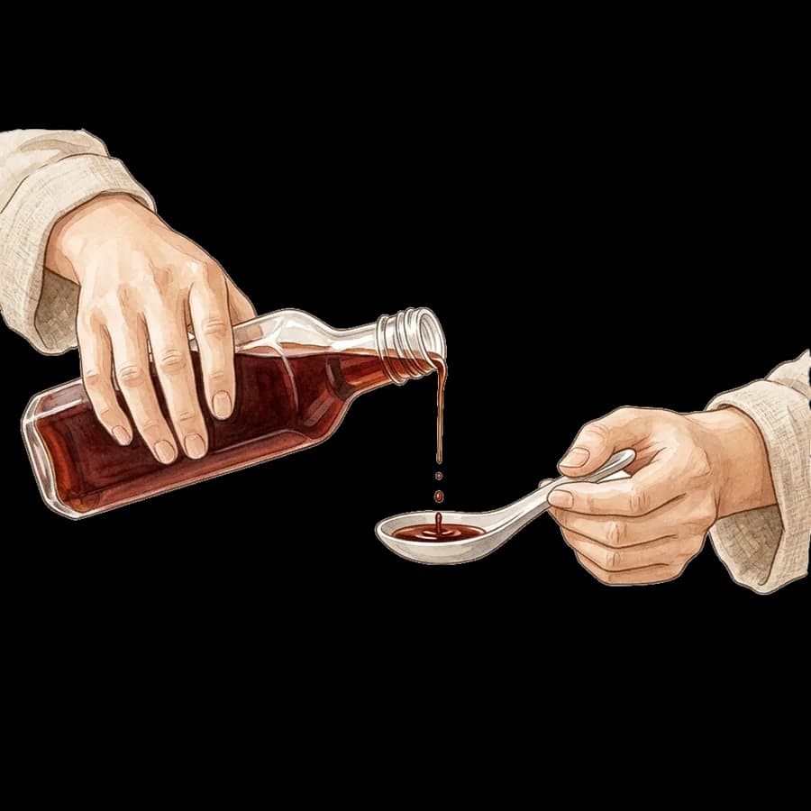 국간장을 숟가락에 조금 따르는 손 그림